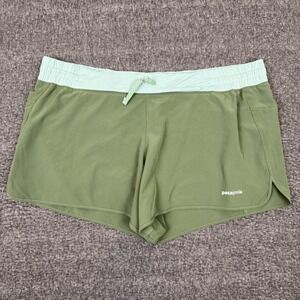 PATAGONIA Nine Trails Shorts Womens XL Green Beach Active Gym 4" Inseam